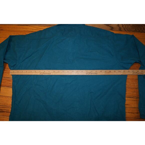 VINTAGE Croft & Barrow Teal Chamois Cloth Shirt Mens XL Hunting Utility 90s USA - Picture 6 of 10